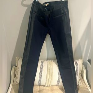 Tory Burch Denim and Black Leather Jeans